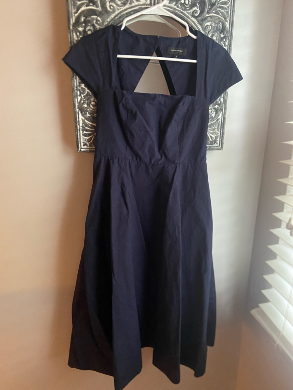 Banana Republic Navy Square-Neck Midi Dress